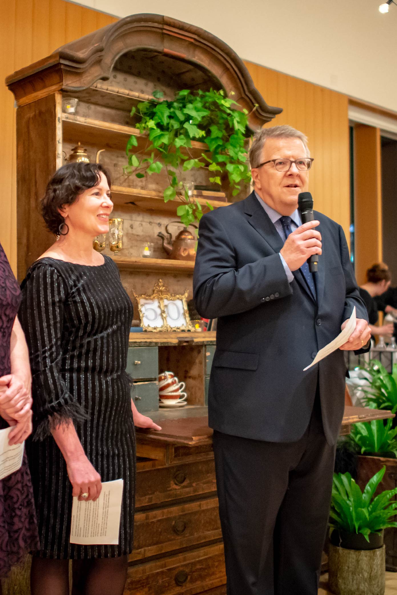 Announcer speaking at a corporate event